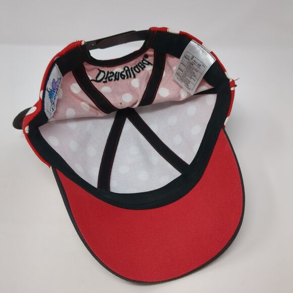 Minnie Mouse Bow Ears Snapback Hat Red Youth One Size Polka Dot Disney - Picture 6 of 9